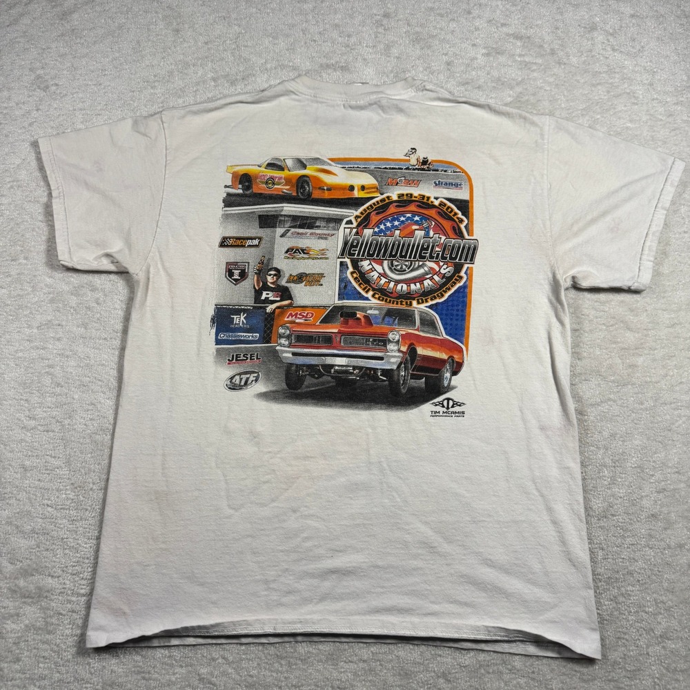 Gildan YellowBullet.com Nationals Cecil County Dragway T Shirt Mens L White 2014 - Picture 11 of 16